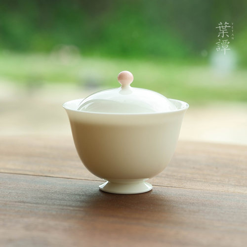 盖碗天野白瓷薄胎二才盖碗
