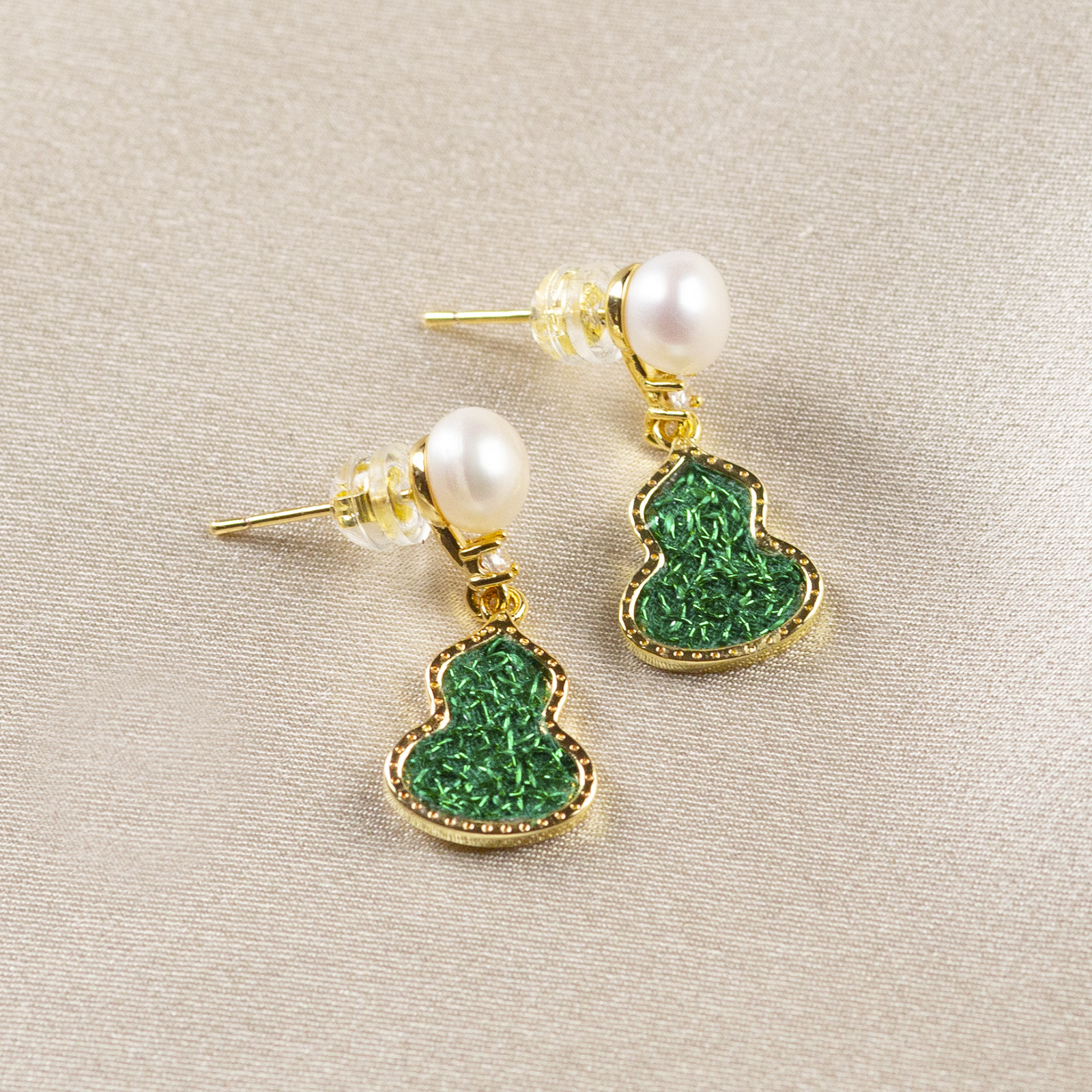 金彩霞星空耳饰湘绣手工刺绣耳环文创耳环时尚珍珠耳钉