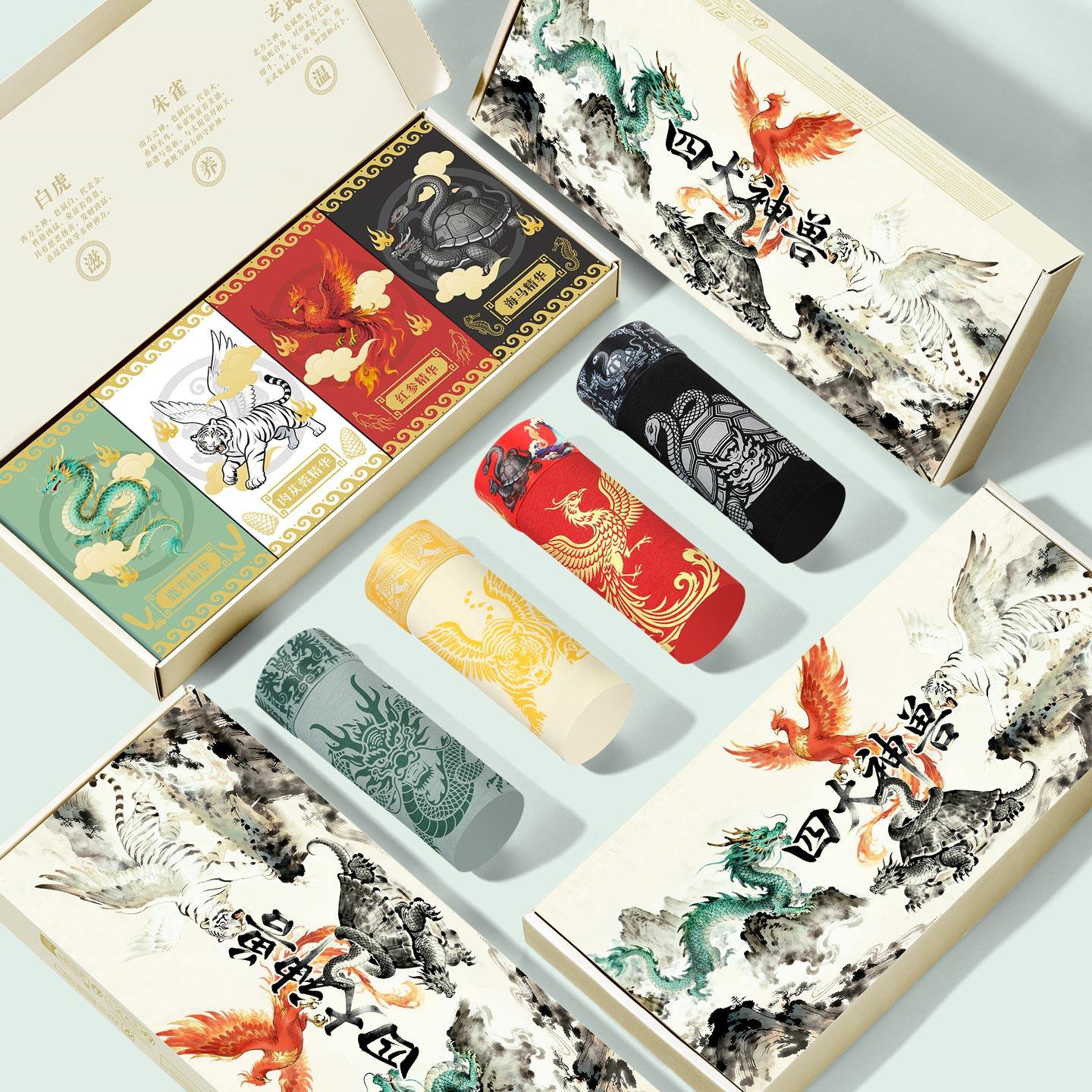 四大神兽男士内裤舒适鹿茸精粹裆透气宽边印花腰带不勒腿平角裤衩,女士内衣/男士内衣/家居服,男平角内裤,淘宝优惠券,粉丝福利购,淘宝优惠卷