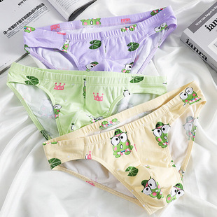 新款内裤男士纯棉透气印花三角裤青年男生可爱个性青蛙短裤头裤衩