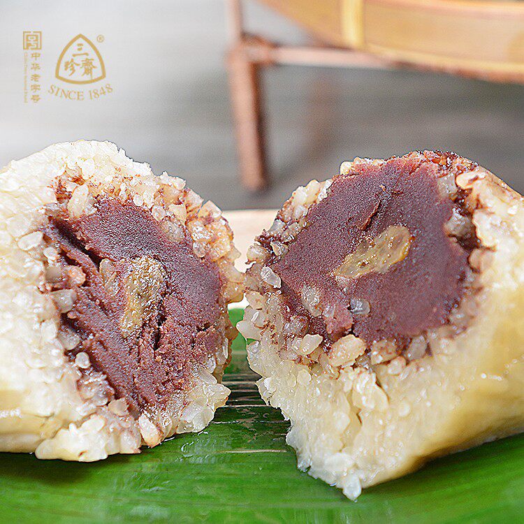 乌镇特产三珍斋嘉兴粽子端午中华老字号豆沙蛋黄鲜肉粽2只装包邮