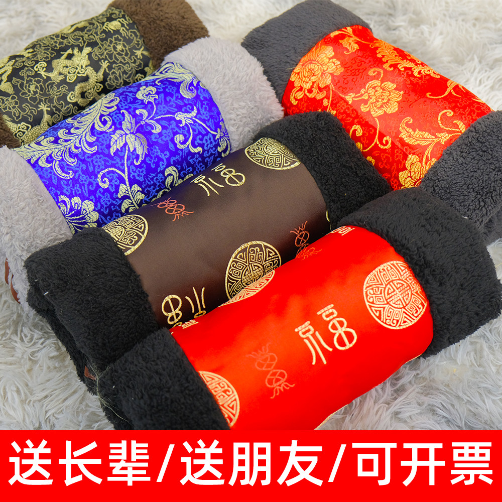 冬季暖手筒桶插手暖手宝中老年复古中国风汉服绸缎毛绒捂子免插电