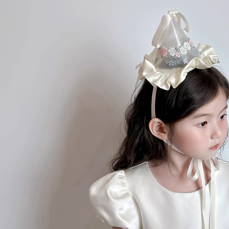 花朵刺绣精致少女可爱生日帽
