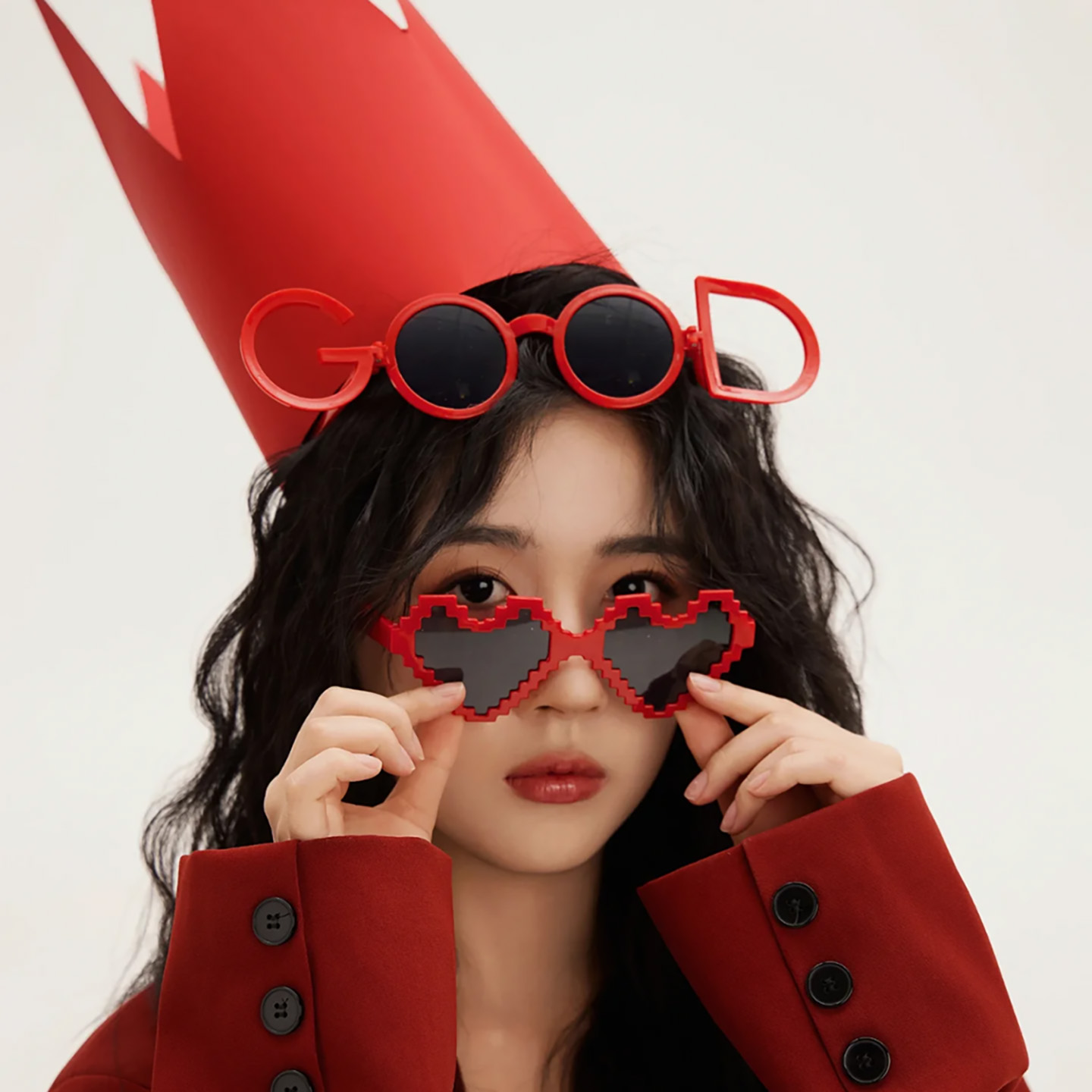 韩系红色创意生日搞怪眼镜