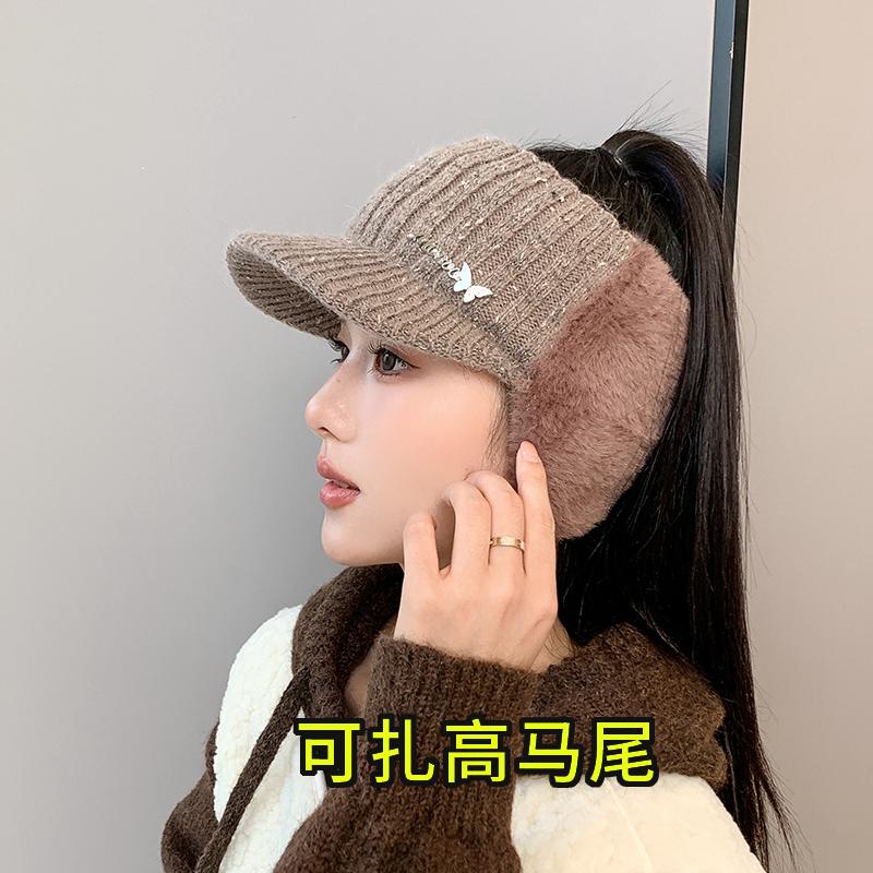 出游秋冬露马尾帽子女休闲