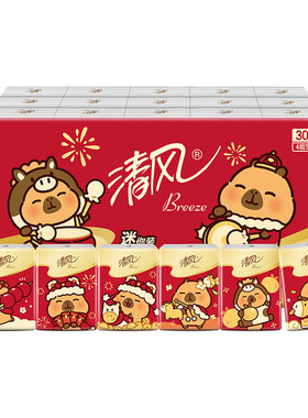 【露露酱NN~】清风卡皮巴拉小黄豚手帕纸4层5张30包新年装