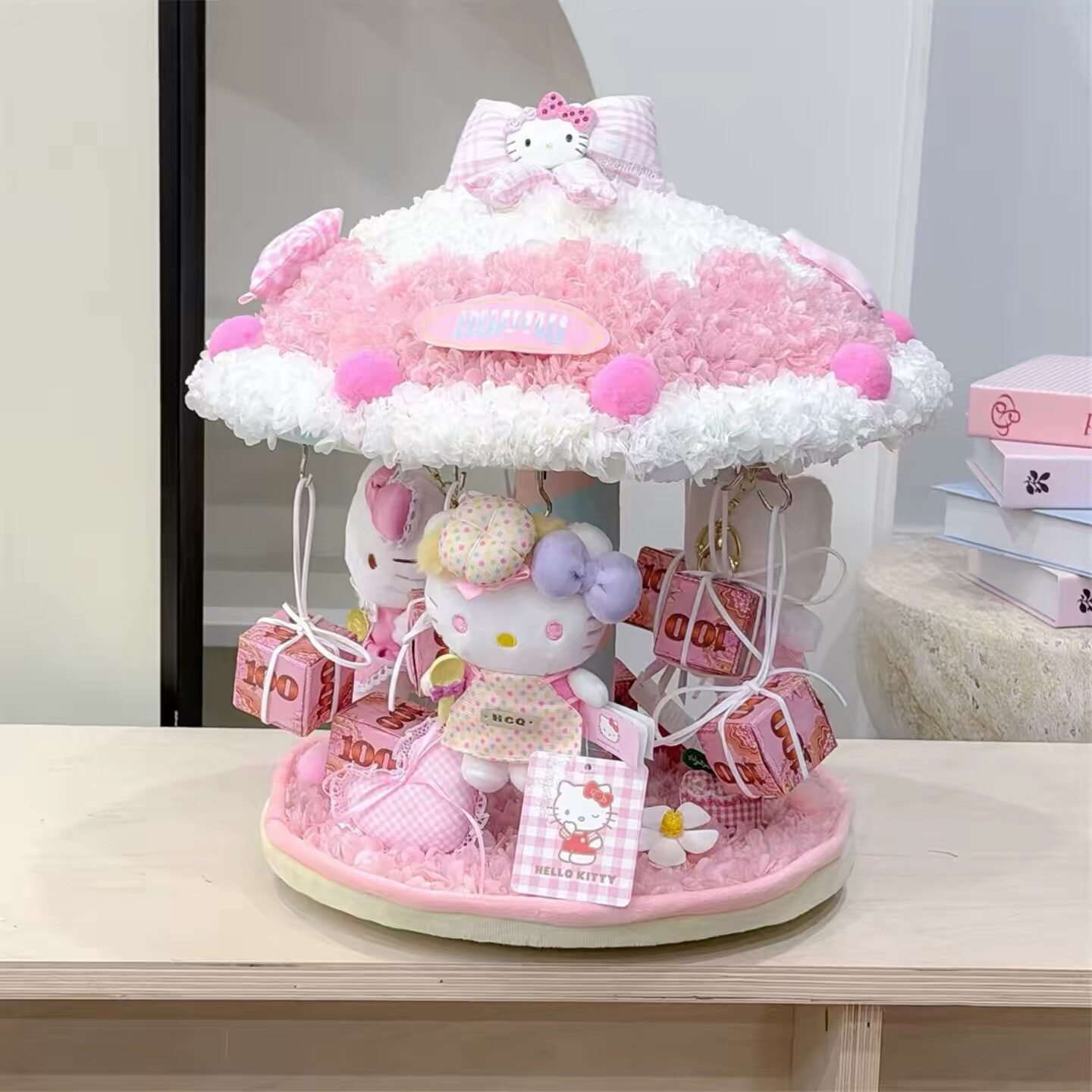 520情人节礼物HelloKitty猫永生花卡通礼物拉布布玩偶摆件送女友