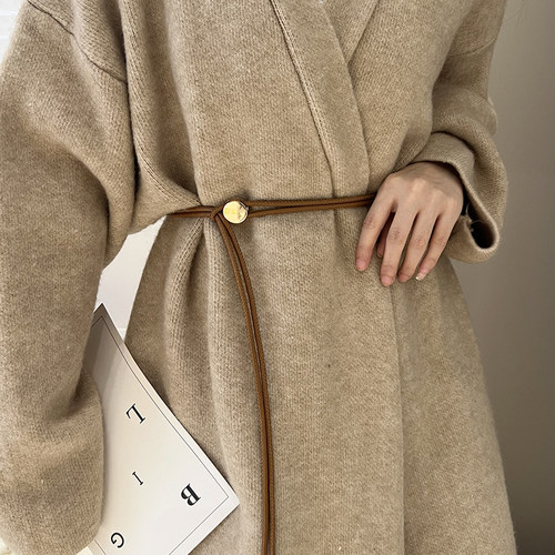 细腰带女配大衣毛衣西装时尚装饰百搭可调节长款软皮带腰链腰绳潮