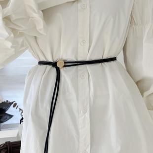 皮绳腰带女细新款时尚装饰百搭配西装衬衫裙子配饰皮带腰链可调节