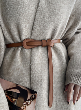 细腰带女式真皮百搭打结装饰皮带时尚大衣配连衣裙子毛衣收腰绑带