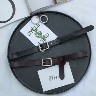 带学生银色扣 牛仔裤 皮带女chic真皮腰带简约百搭韩国装 饰女士时尚