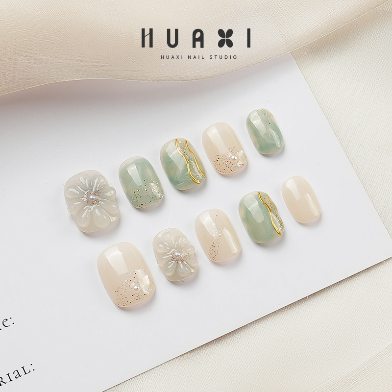 手工穿戴甲2024年新款显白高级感上班通勤旅游穿戴式美甲成品贴片