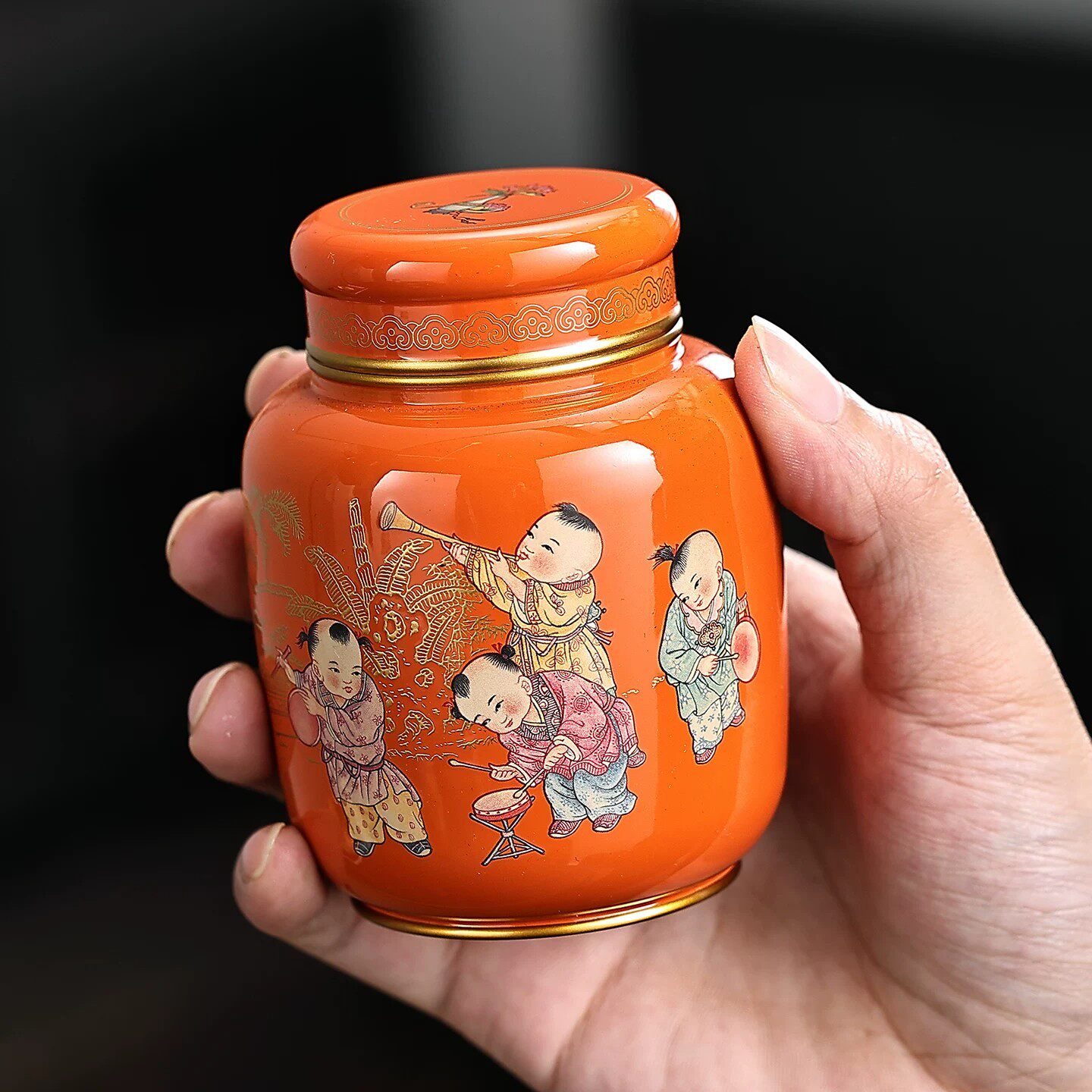 高端精品锡制茶叶罐 便携迷你茶叶罐锡罐童趣旅行收纳罐手工随身