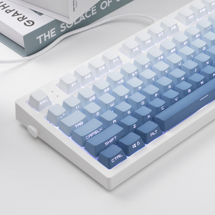 腹灵MK870客制化87键机械键盘套件成品腮红侧刻键帽RGB灯光热拔插