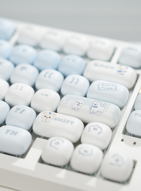 蓝色喵咪键帽MOG圆润高度磁轴MAC热升华MU68 fire68 98 99 104108