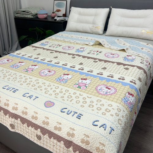 不跑床的斜纹纯棉床盖单件双面用