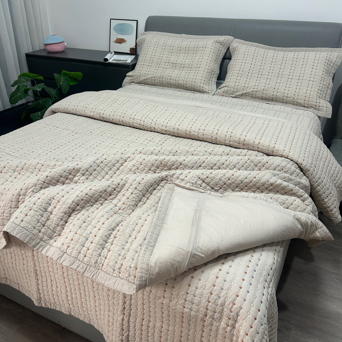 柔软细纱纯棉床盖三件套夹棉绗缝床单巴厘纱多功能被套可搭四件套,床上用品,床盖,淘宝优惠券,粉丝福利购,淘宝优惠卷