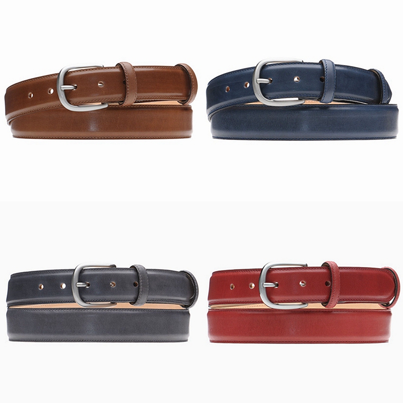 barker男擦色头层牛皮针扣休闲