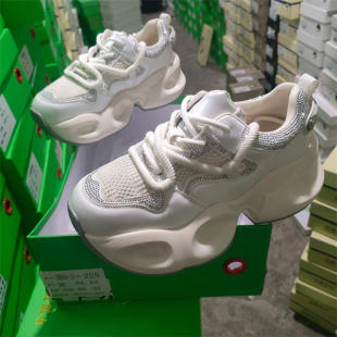 印象668 女厚底休闲鞋 2025春秋真皮网面透气老爹鞋 实体店女鞋