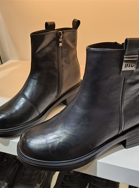 实体店女鞋2024冬季加绒保暖切尔西短靴女厚底机车靴好亿典97901