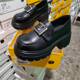 厚底英伦风乐福鞋2025春秋百搭小皮鞋松糕一脚蹬单鞋好亿典96253