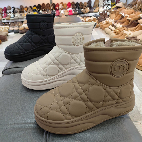 实体店女鞋2025冬季加厚绒保暖菱格厚底雪地靴棉靴美足纪168-26