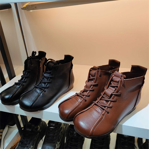 实体店女鞋2024秋冬款英伦风牛皮真皮马丁靴短靴软底单靴16089