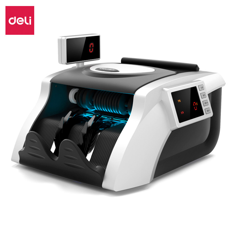 得力3908S点钞机支持2019新版人民币商用便携双屏C类验钞机