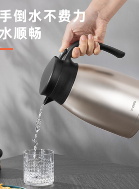 得力LL103/LL102保温壶2.0L不锈钢真空保温1.5L家用便携保冷壶