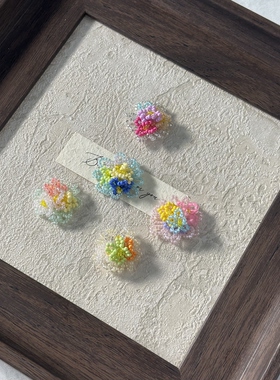 彩色手工串珠DIY洞洞鞋花彩色串珠花朵立体装饰鞋扣可拆卸配件