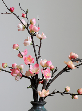 新中式仿真腊梅客厅花艺摆件茶几桌面插花假花绢花梅花中式软装
