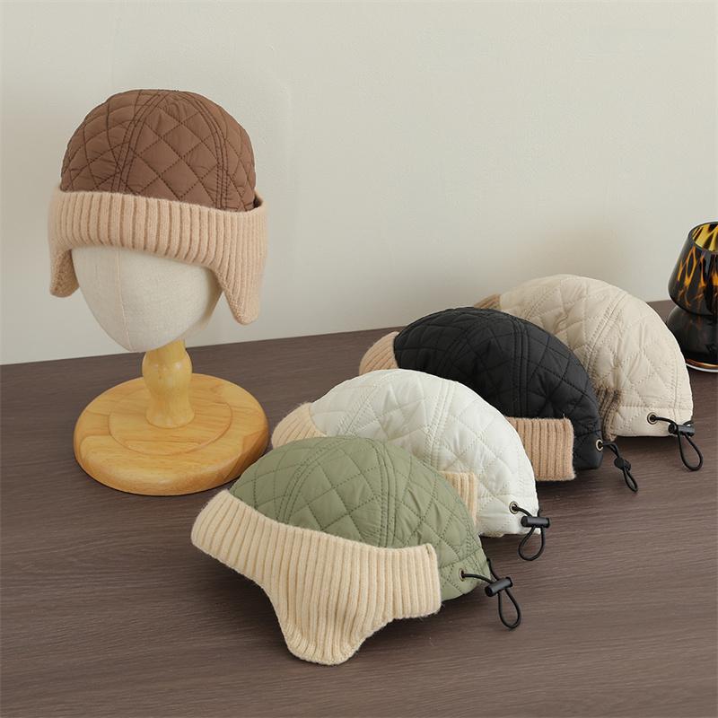 防风保暖针织韩版拼接毛线护耳帽