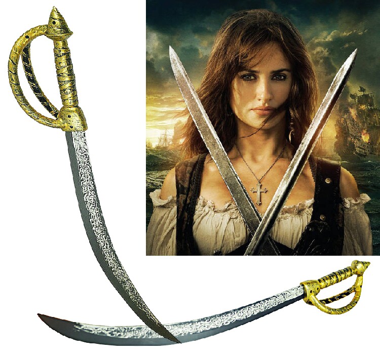 仿真兵器 cos配件带花纹海盗弯刀 塑料儿童玩具刀 新款双柄海盗刀