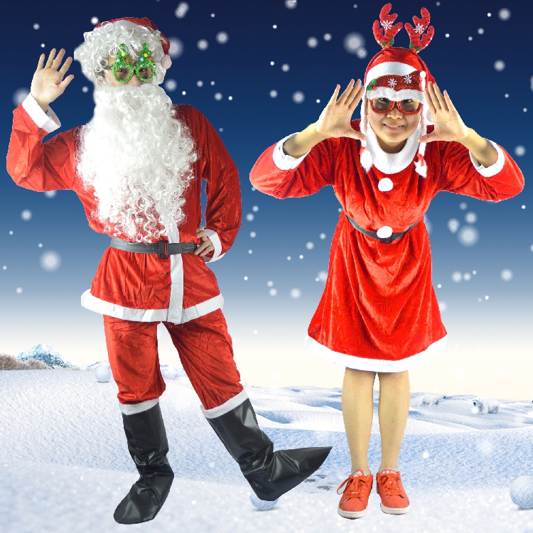 圣诞节舞会装扮服饰舞台演出派对公司年会装扮cos圣诞老人情侣装