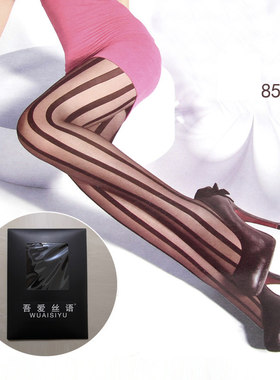 超薄性感竖条纹连裤袜6件包邮