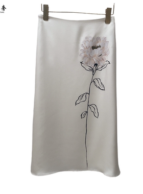 6332研家轻奢重磅真丝牡丹半裙