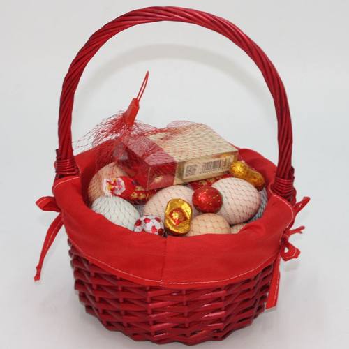 大红色鸡蛋篮伴手礼结婚花篮手提