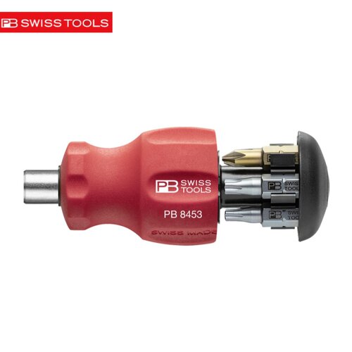 进口瑞士PB工具 1/4”批头带磁套筒短柄螺丝刀6合1组件 PB 8453