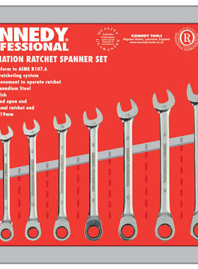 肯尼迪 KENNEDY 9件套装公制棘轮梅开扳手10-19mm KEN-582-3990k
