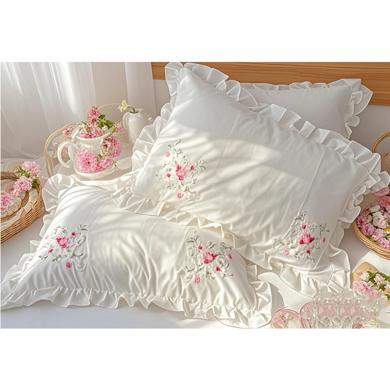 纯棉刺绣枕套飞边款单人枕套全棉绣花公主枕套花边款学生宿舍单人,床上用品,枕套,淘宝优惠券,粉丝福利购,淘宝优惠卷