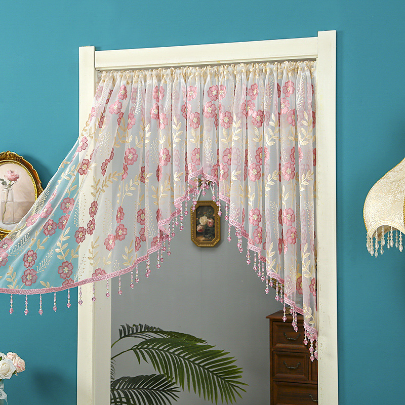 法式拱形门帘帘幔短帘房间隔断帘半帘纱帘卧室卫生间玄关风水帘