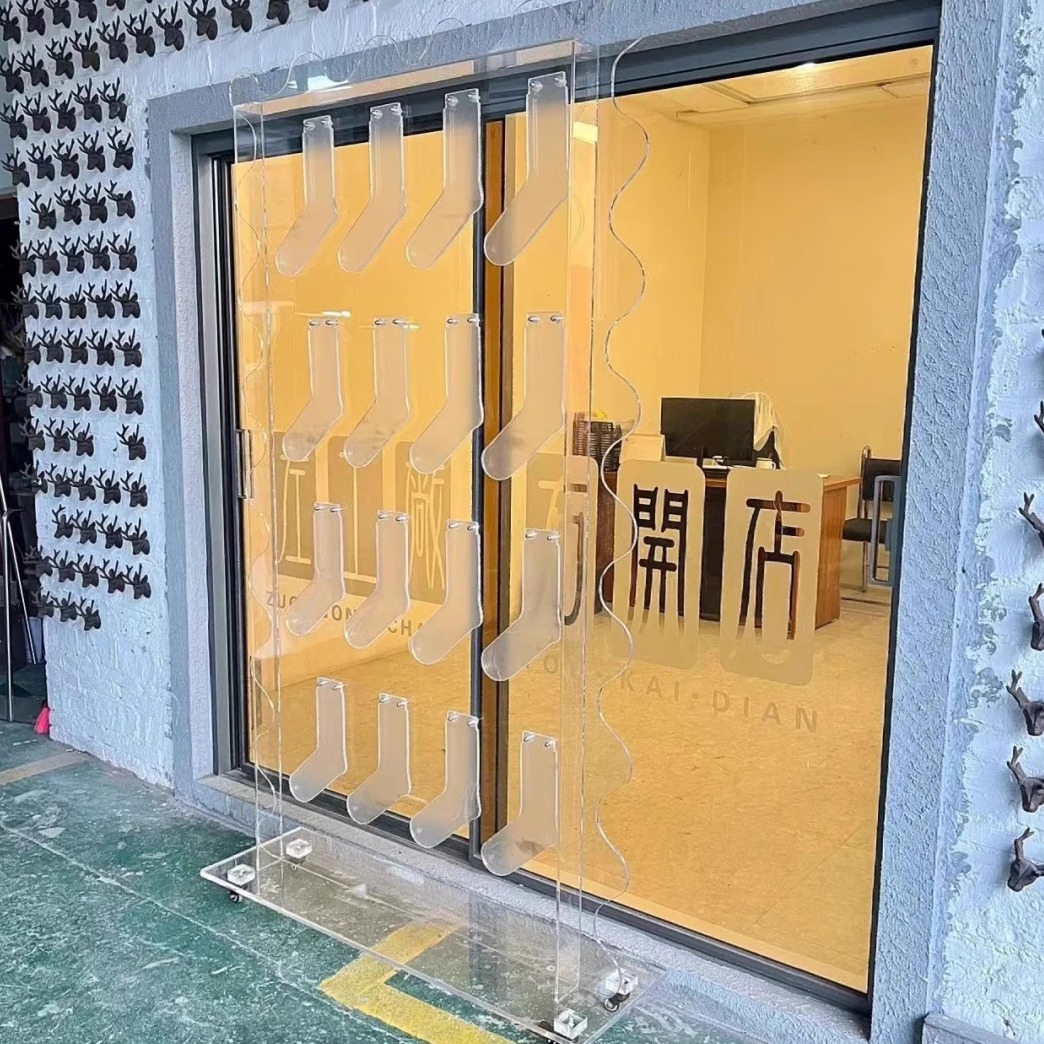透明亚克力袜板袜撑模型挂架成人儿童袜模摩托车骑行手套展示架子