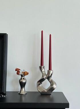 SilverOne盘旋双柱烛台Spiral 轻奢创意摆件高级简约现代家居装饰