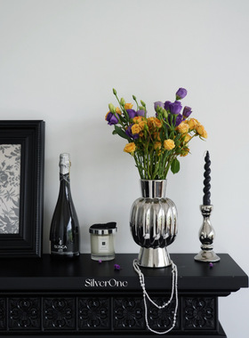 SilverOne银色糖果花瓶Candy电镀陶瓷创意花器轻奢桌面装饰道具
