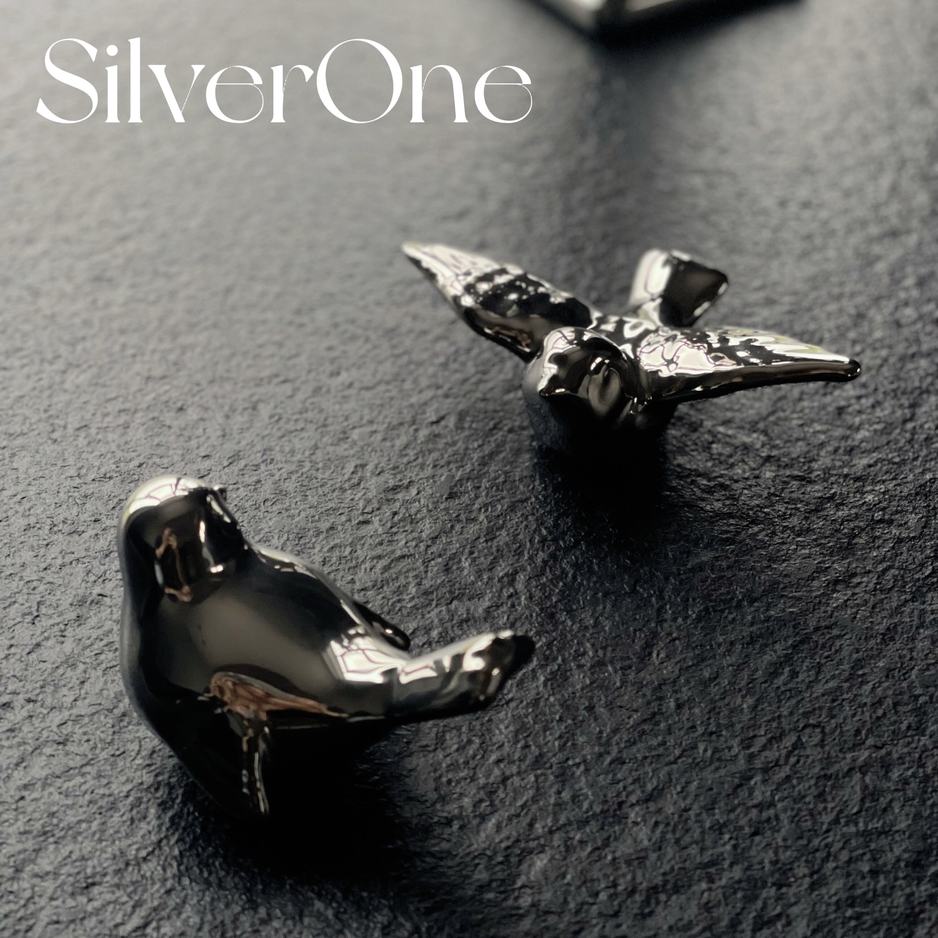 SilverOne原创银色可爱小鸟电镀陶瓷现代桌面玄关柜个性动物装饰