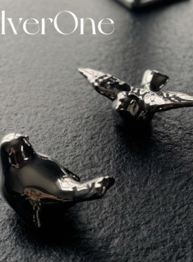 SilverOne原创银色可爱小鸟电镀陶瓷现代桌面玄关柜个性动物装饰