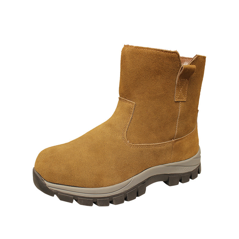 NORTHEAST WINTER COWHIDE WOOL INTEGRATED WARM THICKENED CARGO BOOTS OUTDOOR COTTON BOOTS HIGH SNOW BOOTS MENS ZIPPER