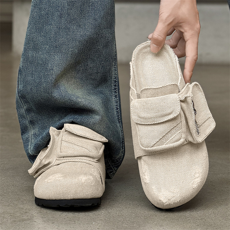 2026夏季新款透气帆布勃肯鞋男女休闲包头半拖鞋一脚蹬懒人穆勒鞋