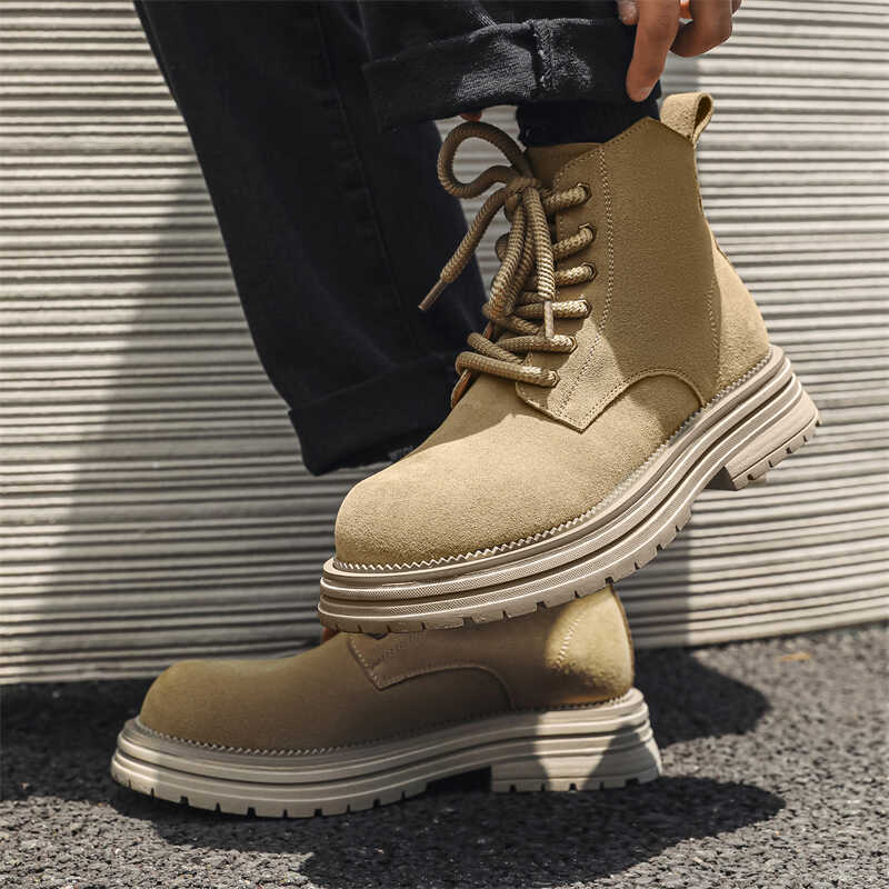 真皮情侣增高沙漠靴复古马丁靴