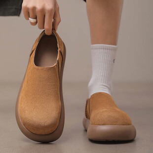 全包勃肯鞋男厚底增高大头乐福鞋休闲一脚蹬懒人鞋复古小土豆男鞋